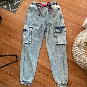 SM acid wash jean joggers NWOT
